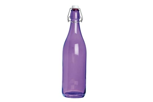 Excelsa Happy Color Botella Lisa 1 L, Cristal, Violeta, 8 x 8 x 30 cm