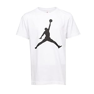Nike AIR Jordan Boys’ Jumpman T-Shirt (White/Black, Large)