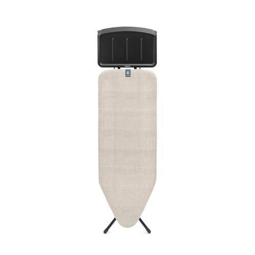 Tabla de planchar Brabantia C, 124x45cm   Denim Grey | 100% algodón Comercio Justo | Tabla de planchar estable y grande | Plegable, altura ajustable, soporte plancha vapor | Cert. Comercio Justo y C2C