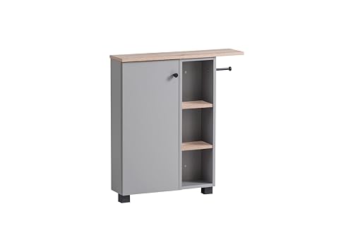 Schildmeyer Lugo Nischenschrank 157452, Platingrau/Wildeiche Dekor, 70,7 x 17,0 x 76,8 cm
