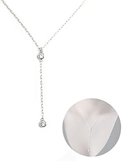 Yheakne Boho Layered Crystal Necklace Choker Gold Long Y Necklace Chain Minimalist Cz Lariat Necklace Classic Simple Y Lariat Necklace Jewelry for Women and Girls Gifts