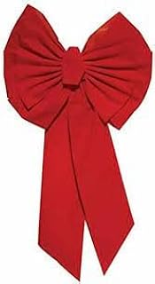 Rocky Mountain Goods Extra Large Red Christmas Bow - 35” by 18” - Looped Waterproof Velvet - Outside Bow - for Car, Door, House - Attachment for Hanging