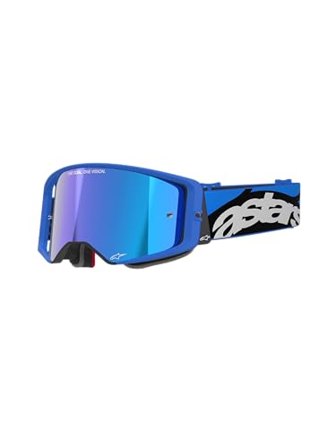 Alpinestars Supertech Mx Atv Mtb Off Road Race Occhiali (Blu - Lenti Blu Specchio)