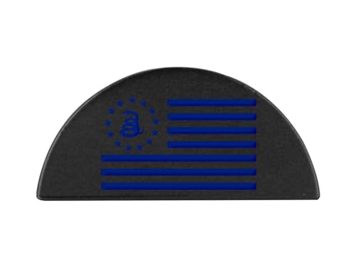NDZ Performance Grip Frame Plug for Glock 43X 48, Black Aluminum with Dark Blue Laser Engraved Trending Images - Betsy Ross Flag Snake