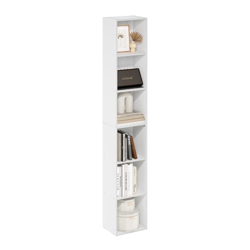 Furinno LUDER Book Shelf, 6-Tier Tall Modern Bookshelf, Bookcase with Open Shelves, 9.3 x 12 x 71, for Living Room, Bedroom, Home Office, White by Furinno - Used condition - US$57.65