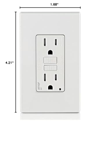 Image of Leviton Dual-Function AFCI /GFCI Outlet,15 Amp,Self Test,Tamper-Resistant with LED Indicator Light,Protection from Both Electrical Shock and Electrical Fires in Device,AGTR1-W,White,(Pack of 10)