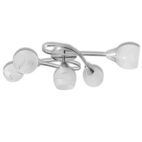 vidaXL Lámpara de Techo Moderna de Metal con 5 Tulipas Redondas de Cristal Luz