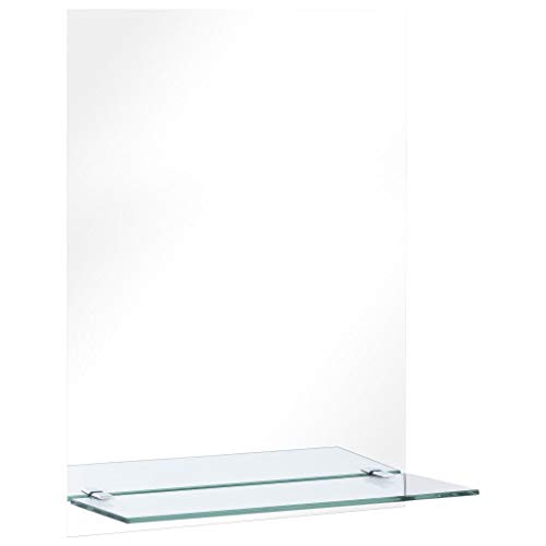 vidaXL Specchio da Parete con Mensola Specchiera da Muro con Ripiano Decorazioni per la Casa Accessori Decorativi 30x50 cm in Vetro Temperato