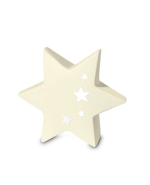 Urne funéraire pour bébé Étoile, reliquaire cinéraire pour nouveau-né beige et blanc
