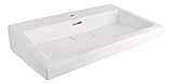 'aquaSu® Waschtisch Cua 80 cm | eckiges Waschbecken in weiß | Waschtisch 80 x 44,5 cm zur Wandmontage | mit Überlauf und Hahnloch | kantig | Höhe 16,2 cm | modern | 56068 9