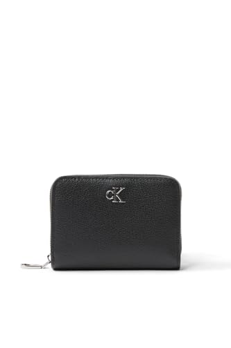 Calvin Klein Damen Geldbörse Minimal Monogram Flap aus Leder, Schwarz (Black), Einheitsgröße