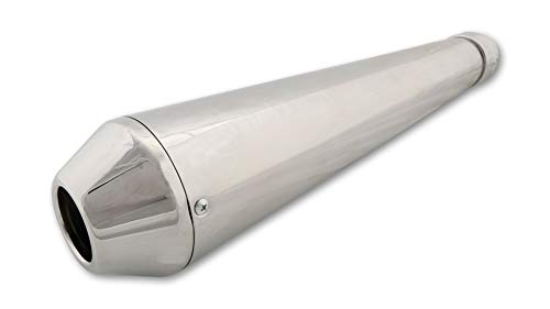 Non adatto per l'uso in strada. Marmitta universale MEGATON ingresso interno, con adattatore adatto per tubi da 38 mm (1 1/2 pollici) a 45 mm. La famosa serie Megaton. Eleganti e raffinati, i gioielli attirano l'attenzione su di sé. Dati tecnici: lunghezza: 44 cm. Suggerimento: si consiglia di utilizzare nuove guarnizioni durante il montaggio e successivamente regolare il carburatore. Contenuto della confezione: