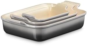 Le Creuset Stoneware Set Of 3 Heritage Rectangular Dishes, Oyster