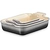 Le Creuset Stoneware Heritage 3-Piece Rectangular Baking Dish Set, Oyster
