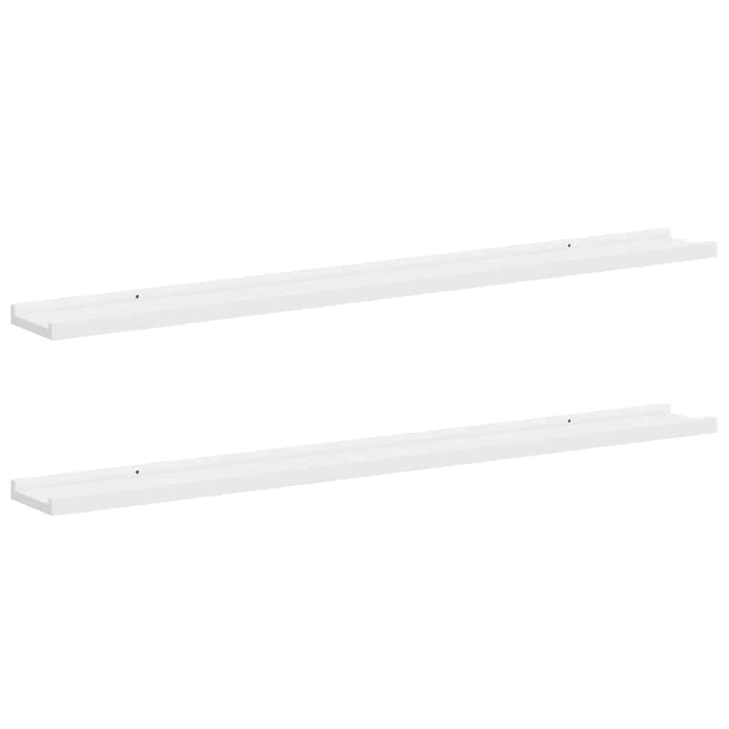 vidaXL 2x Wall Shelves Hanging Display Racks Floating Shelves Ledges Home Furniture Decoration Living Room Bedroom White 100x9x3 cm