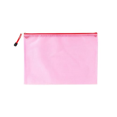 Mesh Zipper File Folder Pouch Waterproof For School Office A4/A5/A6 Multicolor(Red,A6(12CMX23CM)-3PCS)