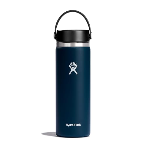 HYDRO FLASK - Water Bottle 591 ml (20 oz) - Vacuum Insulated Stainless Steel Water Bottle with Leak Proof Flex Cap and Powder Coat - BPA-Free - Wide Mouth - Indigo