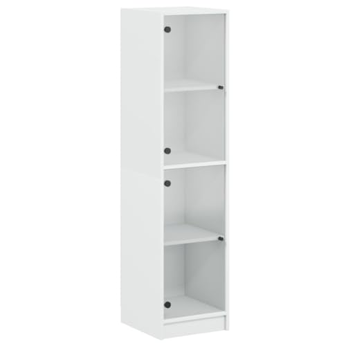 vidaXL Aparador con Puertas de Vidrio, Alacena Decorativa con Almacenamiento, Mueble de Buffet, Armario Alto para Salón Hogar, Blanco