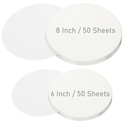 8 Inch/6 Inch Parchment Paper Sheets, 100 Sheets Disposable Round Baking Paper Precut Parchment Sheets Non Stick Cake Pan Liners for Pizza Maker Pan, Tortilla Press, Cookies, Air Fryer, Cake Making