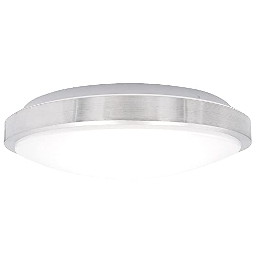 Maxxima 14 In. Led Round Flush Mount Ceiling Light Fixture, Brushed Aluminum Trim, Dimmable, 3000K Warm White, 1600 Lumens #TOP1