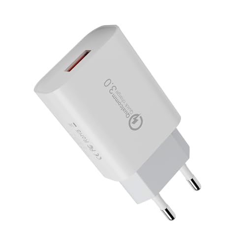 Caricatore USB Quick Charge 3.0 18W, Carica Batterie Cellulare, Universale Caricabatterie Alimentatore Spina USB per Samsung Galaxy S21 S20 S10 S9 S8 A55 A54 A40 A34 A25 A15 A14, iPhone, Xiaomi