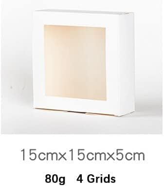 10pcs White Paper Packaging Bow with Window Cake Candy Chocolate Cookie Baking Wrapper Wedding Baby Shower Packing Gift Box (80g,no sticker)