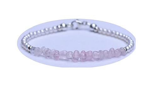 Bracelet perles quartz rose véritable et argent, fini les bijoux qui ternissent