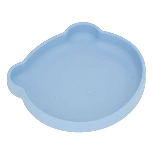 Toddler Silicone Bear Shape Suction Plate, Grey Blue