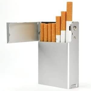 Silver Aluminum Cigarette case with Automatic Opening
