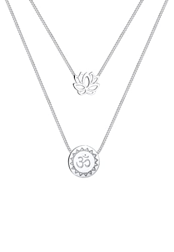 Elli Halskette Damen Lotusblume Om Mantra Symbol Layer-Look in...
