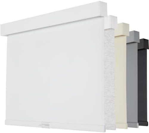 Persilux Blackout Roller Shades for Windows, Thermal Insulated Fabric Window Shades, Cordless Free-Stop Blinds for Windows with Valance, UV Protection Shades for Home, White, Custom Size
