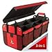 Tuff Viking 3 compartments with Cover Large SUV Organizer | Truck Bed Organizer | for Trucks, Cars, SUV, Auto, Minivan with tie Down Straps (3-in-1 with Cover, Red)