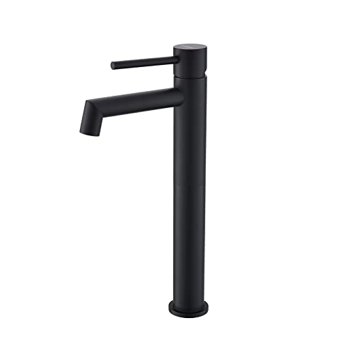 Reviews de Sobre encimera - los más vendidos. 49 DICOYA - Llave de lavabo alto sobre encimera color negro mate de una sola manija, diseño moderno, acero inoxidable 304, con un agujero