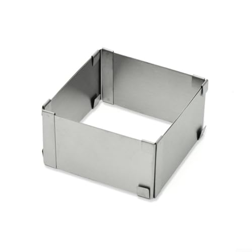 Honseadek Molde cuadrado para tartas con anillo de mousse ajustable, acero inoxidable reutilizable de 4 a 11 pulgadas para pasteles de tiramisú y mousse (4-6 pulgadas)