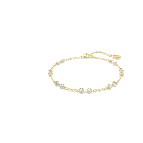 Swarovski Remix Collection strand, Round cut, White, Gold-tone finish