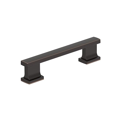 Image of Amerock 10 Pack 3-3 /4 inch Triomphe Oil-Rubbed Bronze Drawer Pull | 3-3 /4 inch (96mm) Center-to-Center Mounting Distance and 4-13 /16 inches Overall Length, Durable Zinc Cabinet Hardware