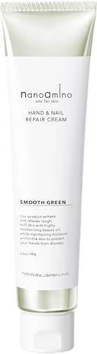 NANOAMINO 美容室専売品 ネイルクリーム ハンドクリーム 美容師 サロン専売品 美容室 手荒れ 育菌 コメ由来 乳酸菌 発酵コスメ ナノアミノハンド＆ネイル リペアクリーム スムース グリーン 80gのサムネイル