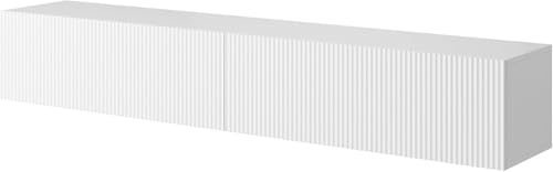 Selsey Meuble TV Armoire De Télévision 175 cm Suspendu Façade Fraisée Blanc Veldio