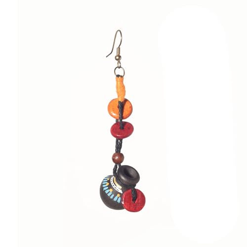 Image of Handcrafted Boho & Tribal Earrings for Women - Wooden, Brass & Terracotta Statement Designs in Drop, Hoop, Loop & Dangle Styles