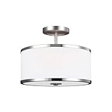 Finish: Satin Nickel/Chrome - Glass: White Opal Etched High-Quality Materials: Crafted from durable steel, this fixture is designed to withstand the test of time. The white opal etched glass shades are complemented by elegant metal bands, adding a to...
