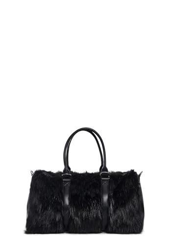 Sac weekender noir fausse fourrure grand format voyage mode