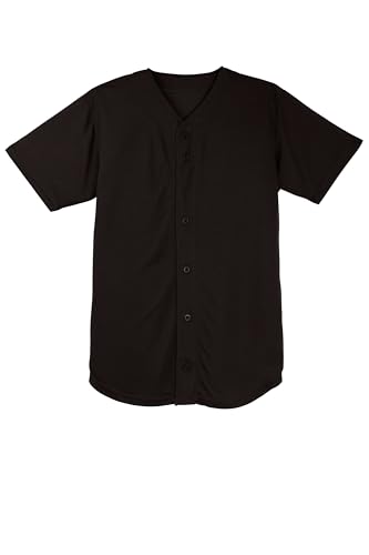 SPORT-TEK PosiCharge Tough Mesh Full-Button Jersey L Black