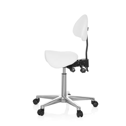 Miniatura 7 de Hjh Office 608900 Taburete De Trabajo Top Work 20 Blanco, Taburete De Silla De Montar, Respaldo Con Ajuste De Altura