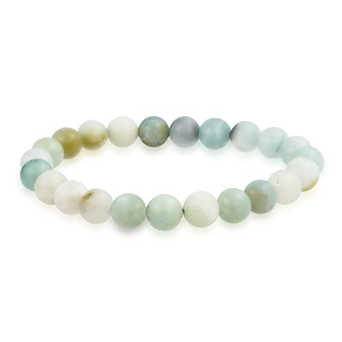 Bling Jewelry Semi Precious Gemstone Strand Multicolor Earth Tone Amazonite Round Bead 8Mm Stretch Bracelet For Women Men Teen Unisex #TOP18