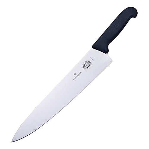 Image of Victorinox Swiss Fibrox Carving Knife, Stainless Steel Vegetable & Fruit Cutting Straight Blade Knife for Professional and House Use, Black, 19 Cm, Swiss Made