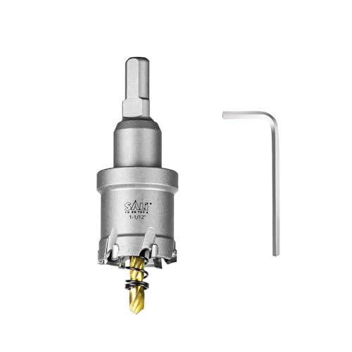 Image of SALI 1-1 /12 inch (28mm) TCT Hole Saw Kit Tungsten Carbide Tipped Hole Saw Drill Bit with Titanium-Plated Pilot Drill bit for Metal, Stainless Steel, Iron, Wood, Plastic