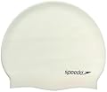 Speedo Unisex Flat Silicon Swim Cap | Hair Protect, White, One Size
