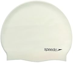Speedo Unisex Flat Silicon Swim Cap | Hair Protect, White, One Size