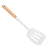 DOITOOL Espátula Ranurada de Silicona para Cocinar, Pala Antiadherente Mango de Madera Resistente al Calor, Espátula Multiusos para Freír Pescado, Huevos y Panqueques, Utensilio de Cocina