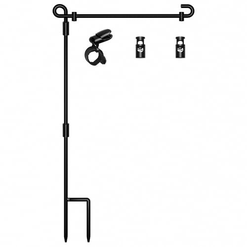 HOOSUN Garden Flag Stand,Premium Garden Flag Holder Pole Metal Powder-Coated Weather-Proof Paint